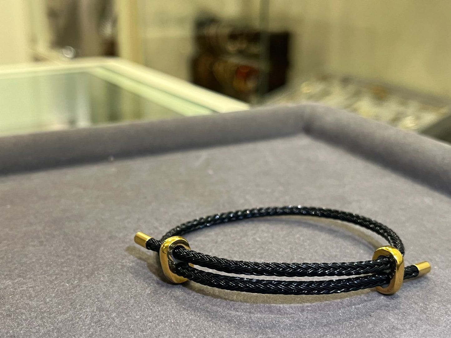 Classic Black Italian Leather Jewel in 24Kt Gold Plated Accents