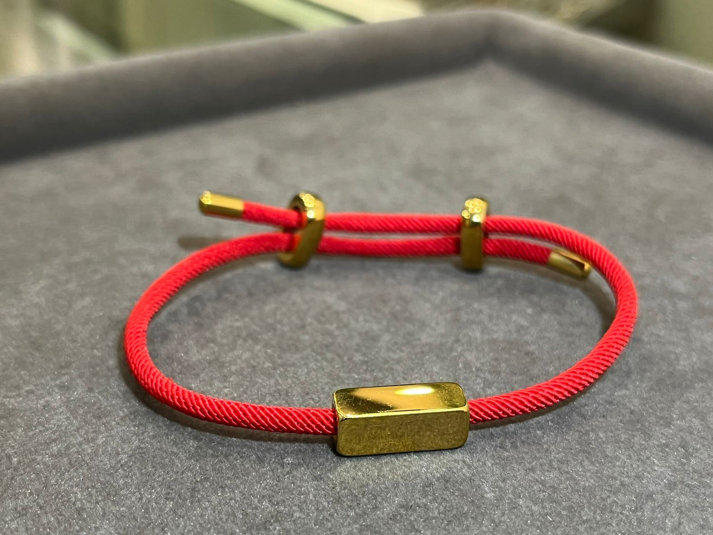Classic Red Italian Rope Jewel in 24Kt Gold Plated with Block Charm ( Monogrammed )