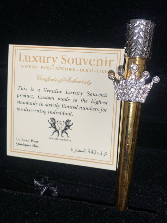 Classic CROWN DIAMOND Luxury Shisha Hookah Filter Mouth Piece Jewel, 24Kt Gold Plated ( Pure 92.5% Silver Base)