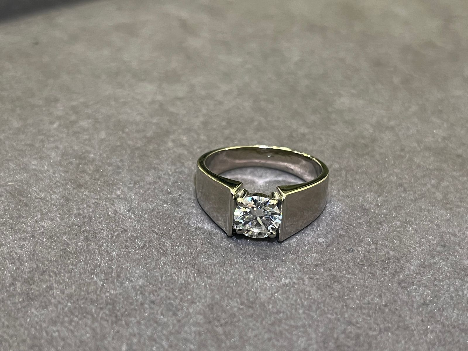 Carat Solitaire Ring for Men 18Kt White Hallmarked Gold Certified GRA Moissanite Diamond