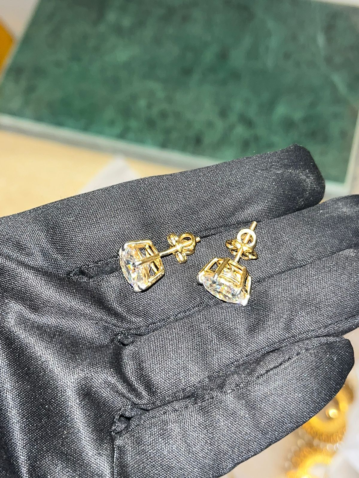 5 Carat Each Ear Pair of  Certified Moissanite Solitaire Earings in 18Kt Hallmarked Gold