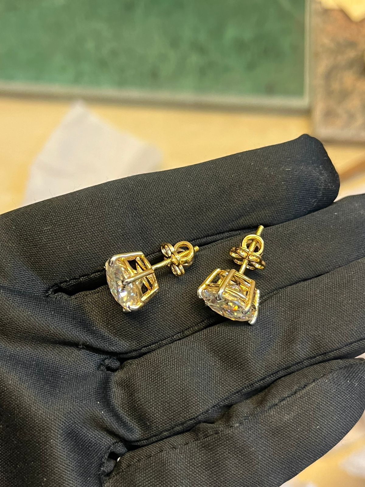 5 Carat Each Ear Pair of Certified Moissanite Solitaire Earings in 18Kt Hallmarked Gold