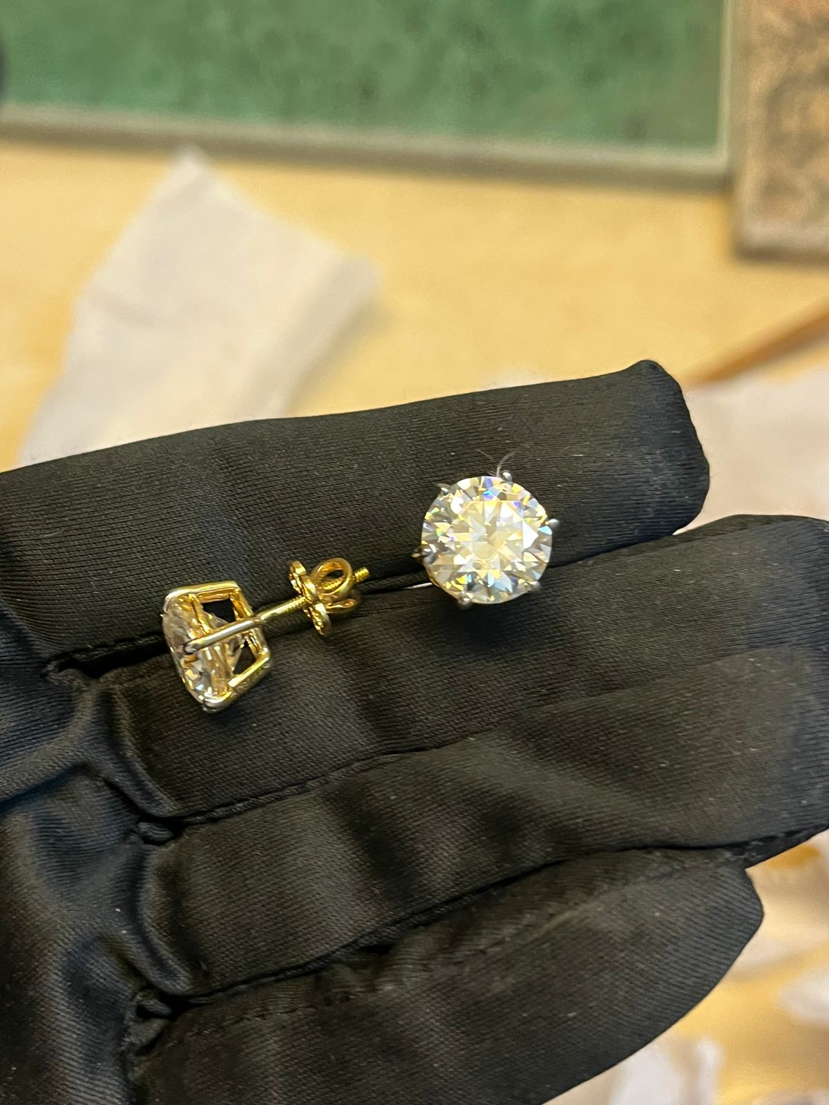 5 Carat Each Ear Pair of Certified Moissanite Solitaire Earings in 18Kt Hallmarked Gold