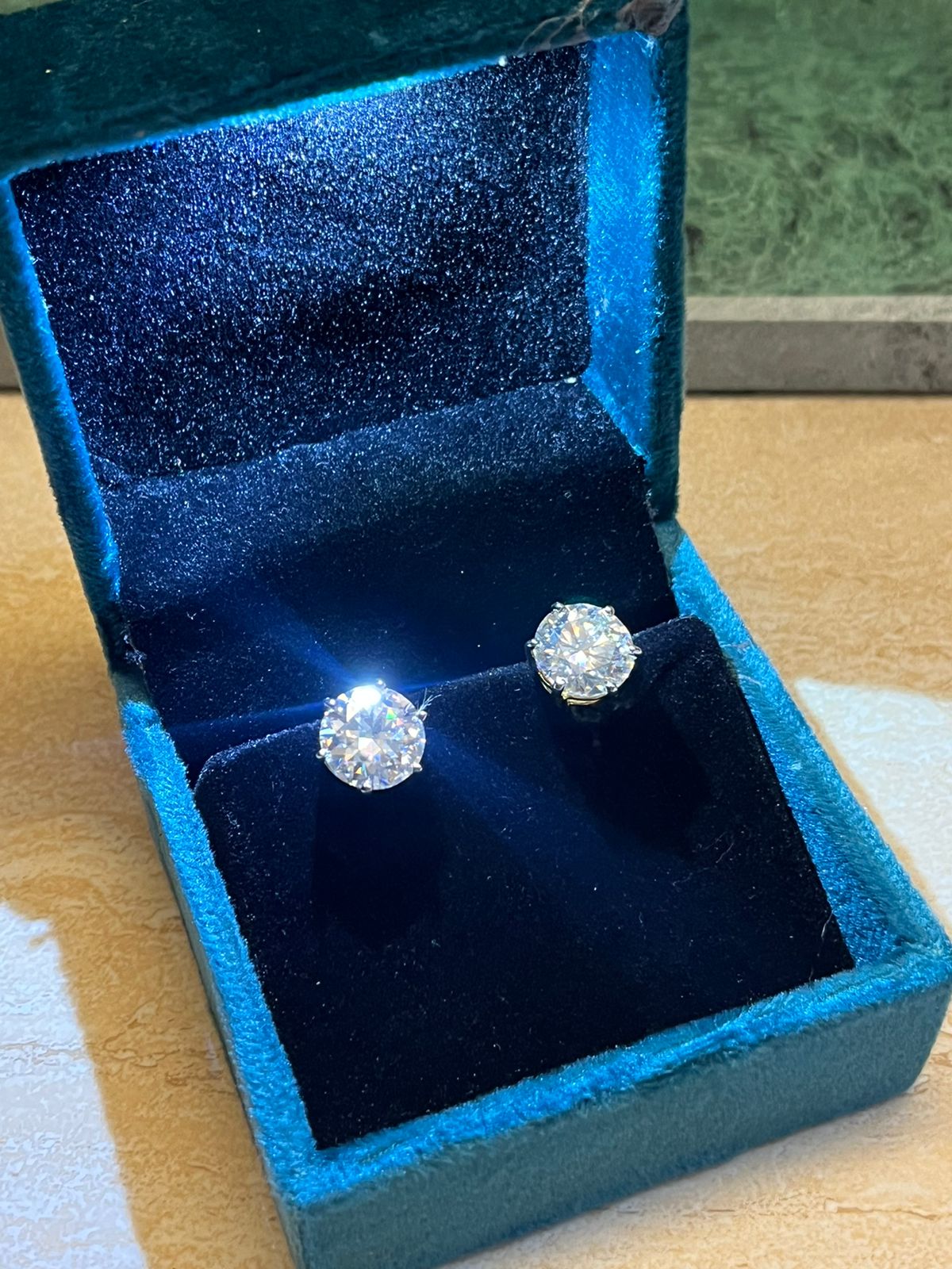 5 Carat Each Ear Pair of  Certified Moissanite Solitaire Earings in 18Kt Hallmarked Gold