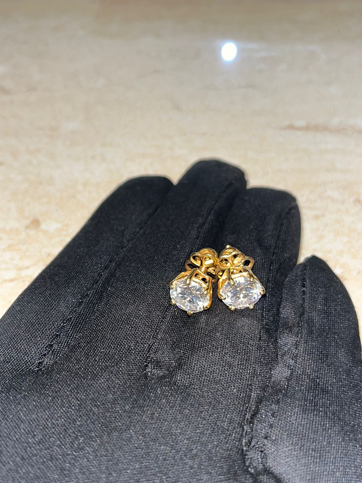 2 Carat Each Ear Pair of  Certified Moissanite Solitaire Earings in 18Kt Hallmarked Gold