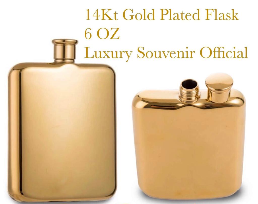 Gold Plated Hip Flask , Can be Monogramed with Engraved Initials ONE OF A KIND