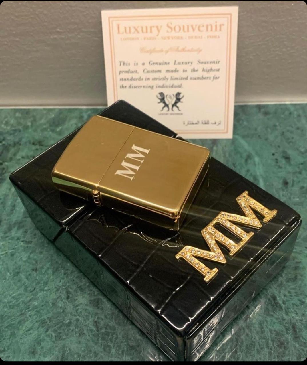 24Kt Gold Plated Classic Z Lighter with Monogrammed Engraved Initials / Name