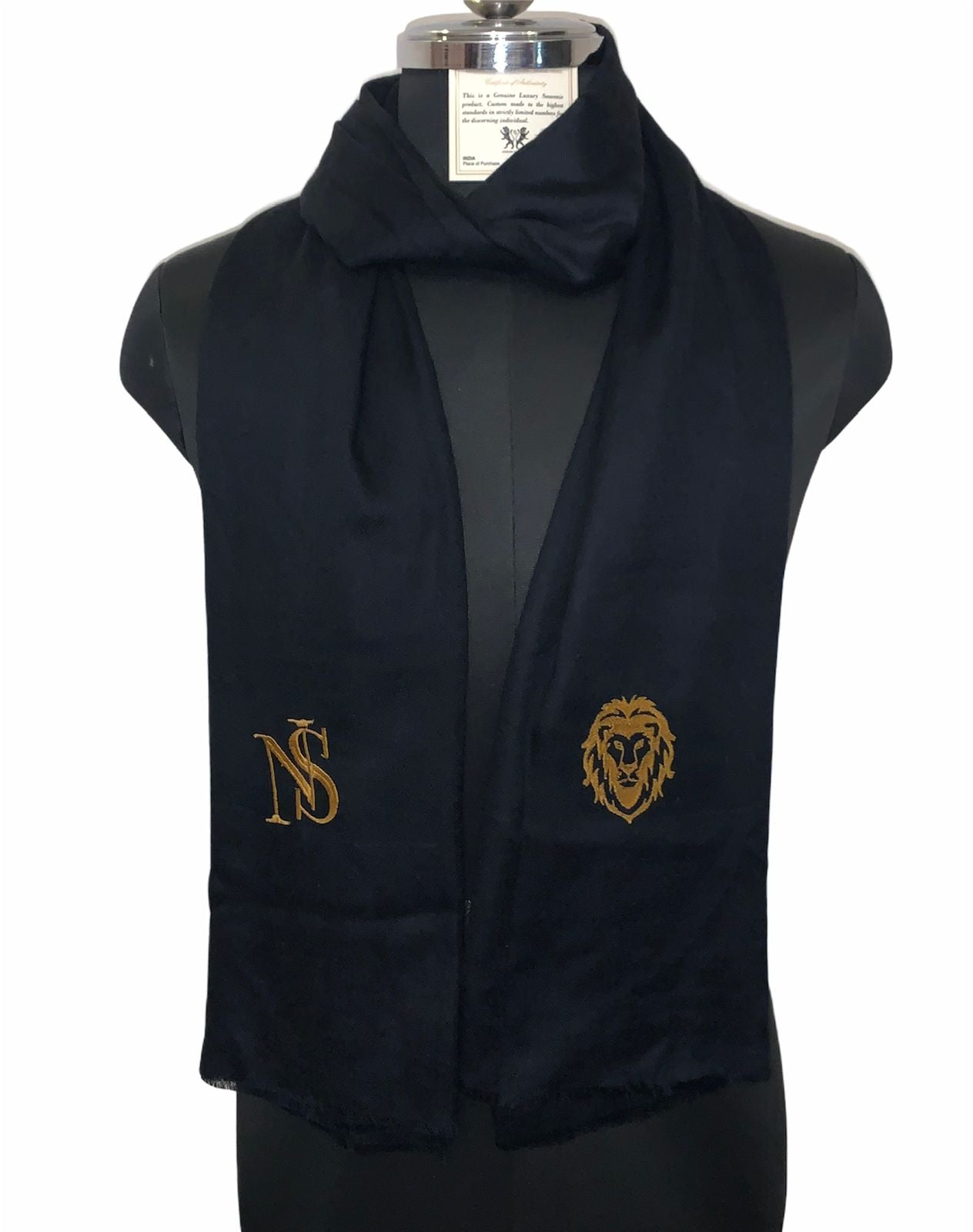 Monogrammed Semi Pashmina Fine Woollen Scarf - Custom Initials Embroidery Handcrafted in Kashmir