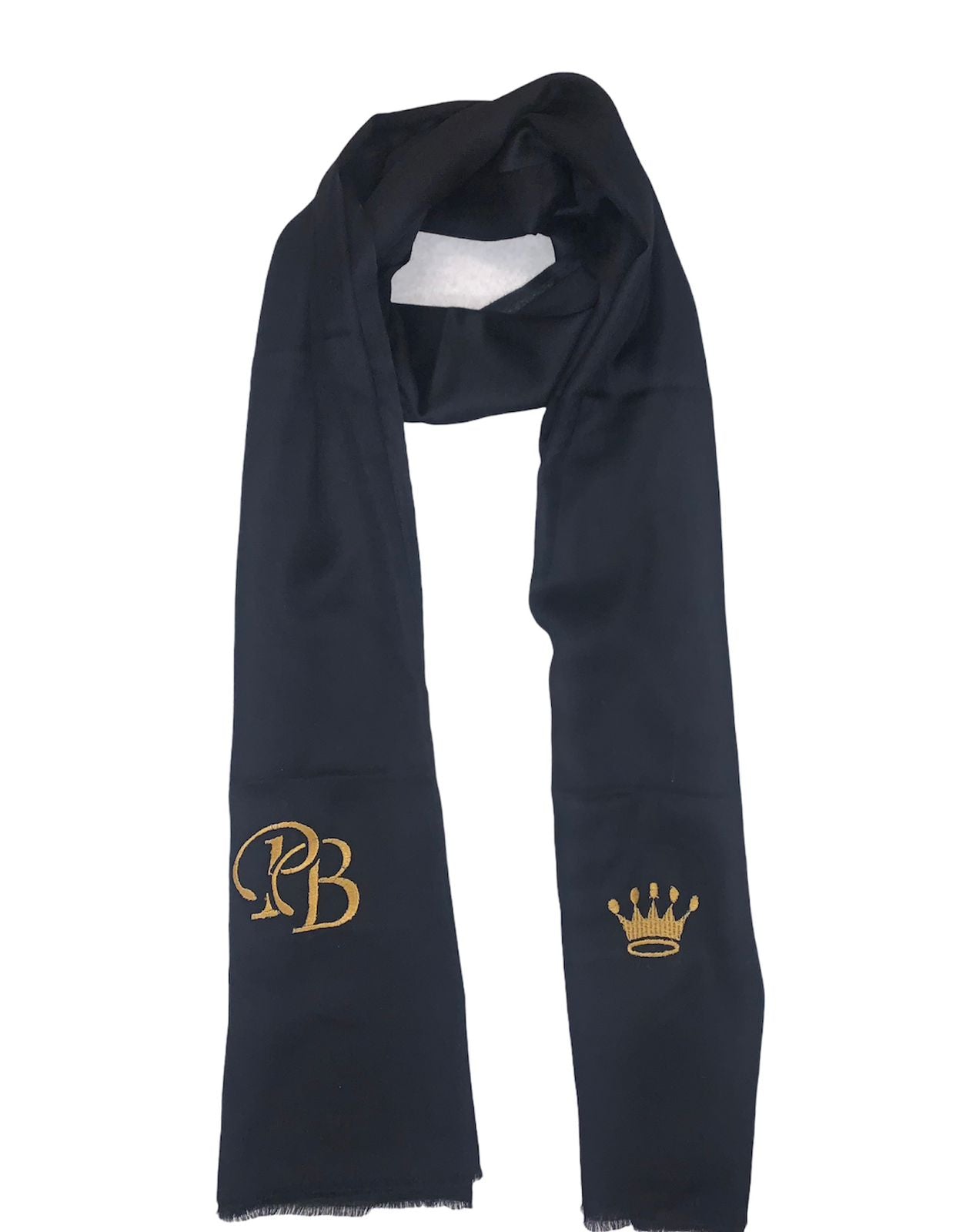 Monogrammed Semi Pashmina Fine Woollen Scarf - Custom Initials Embroidery Handcrafted in Kashmir