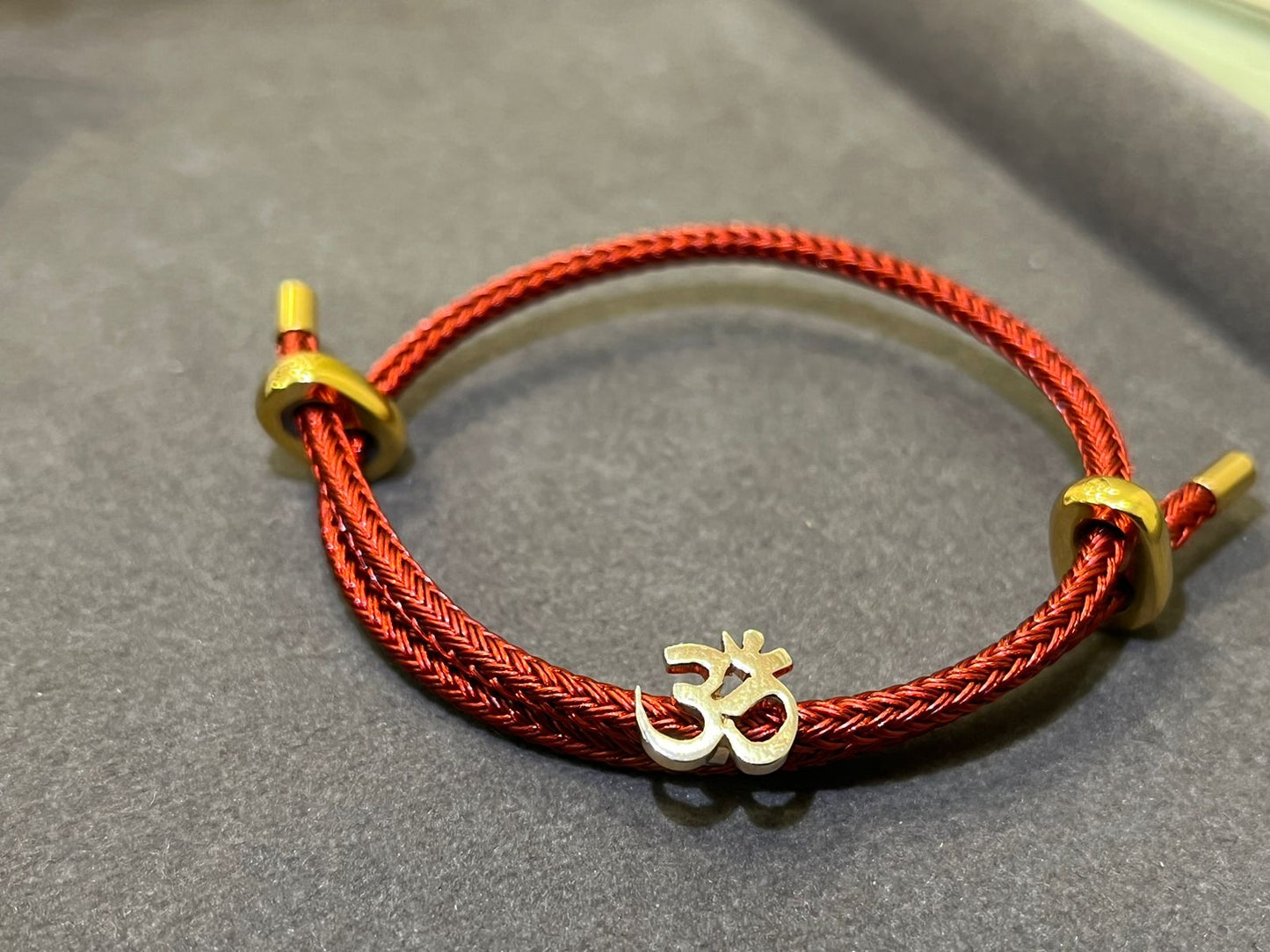 OM- Classic Red Italian Leather Jewel in 24Kt Gold Plated