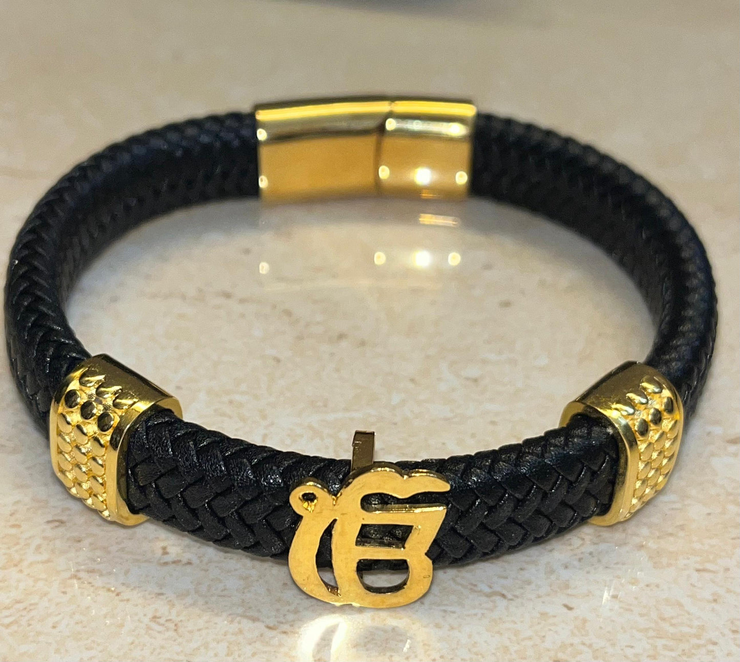 Ekonkar Bracelet in Black German Cord with Gold Plated Loops