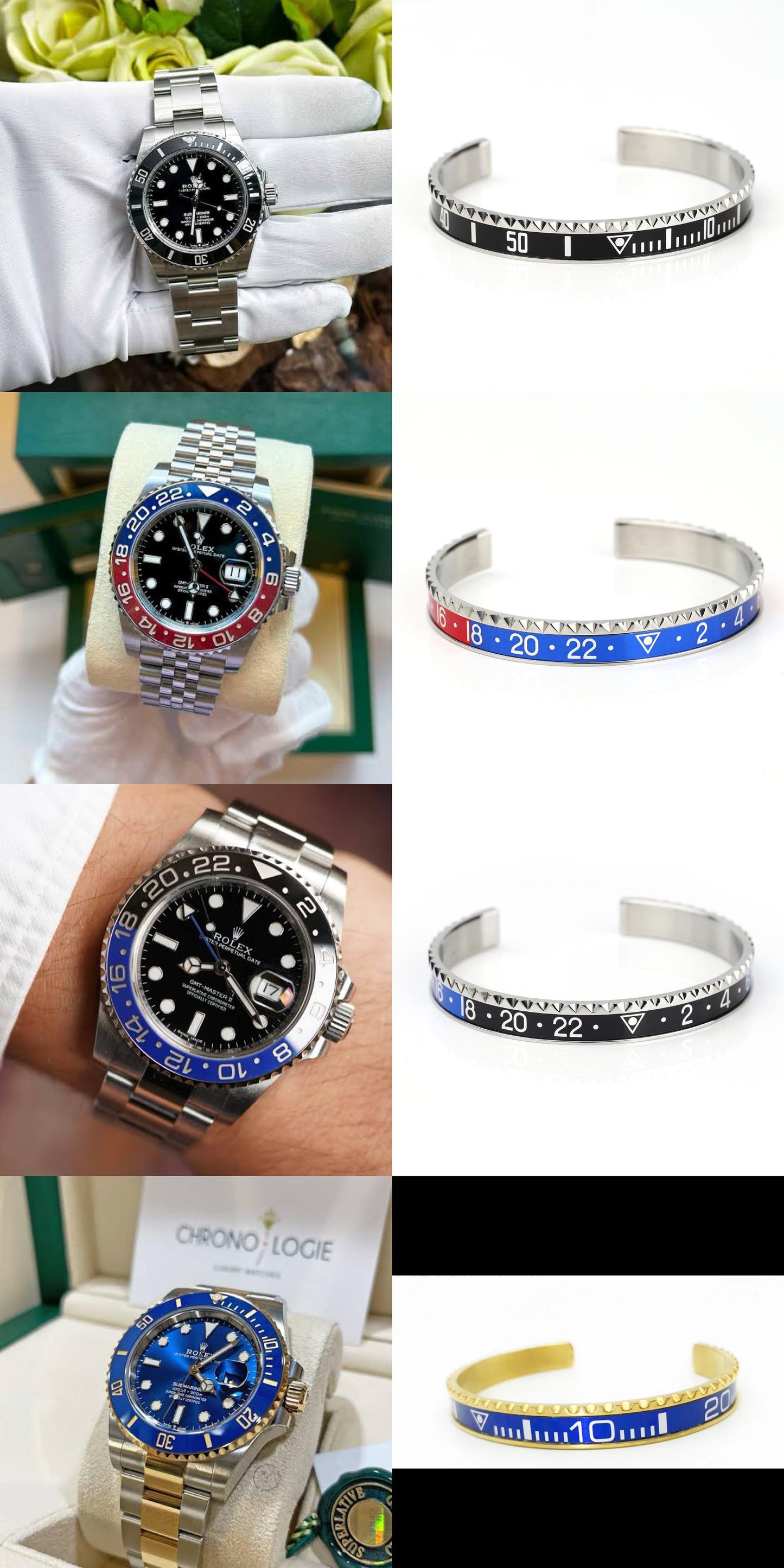 Rollie Cuff Matching to Luxury Watch - Blue