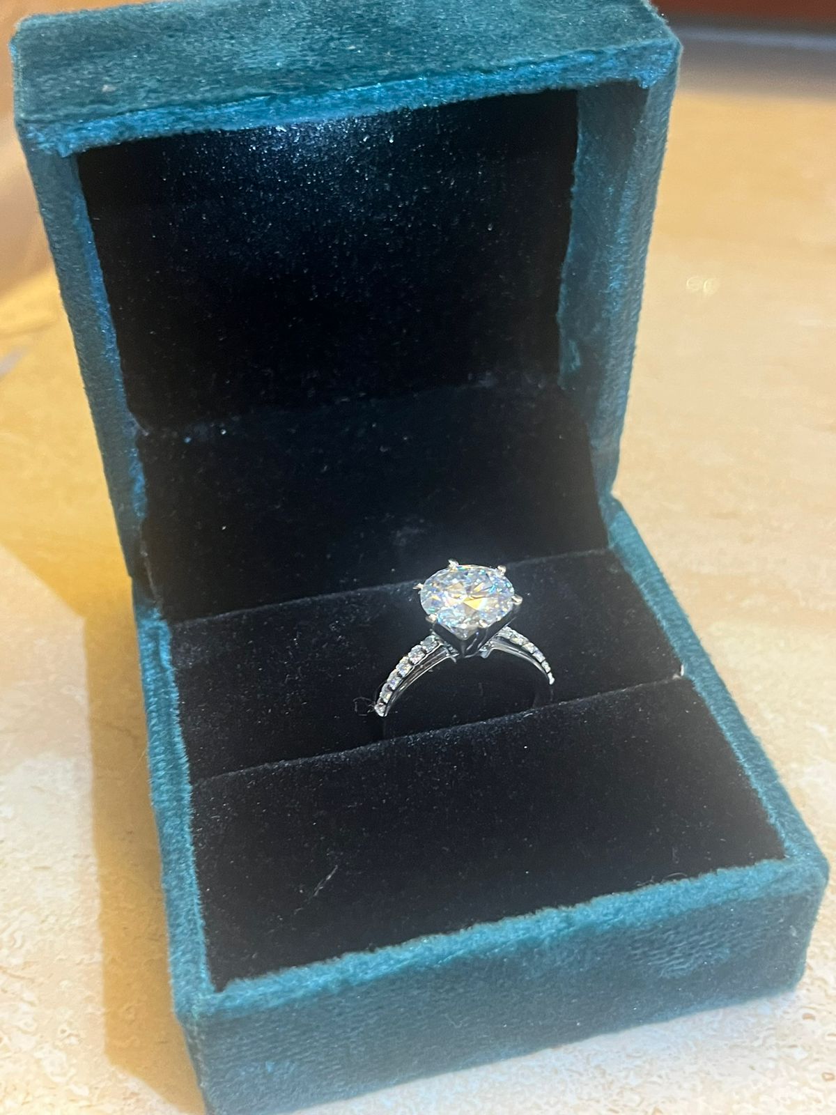 4 Carat Moissanite Diamond Ring in 14Kt Hallmarked Gold