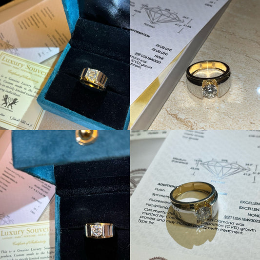 2 Carat Lab Grown Diamond Men Ring in 14Kt Hallmarked Gold