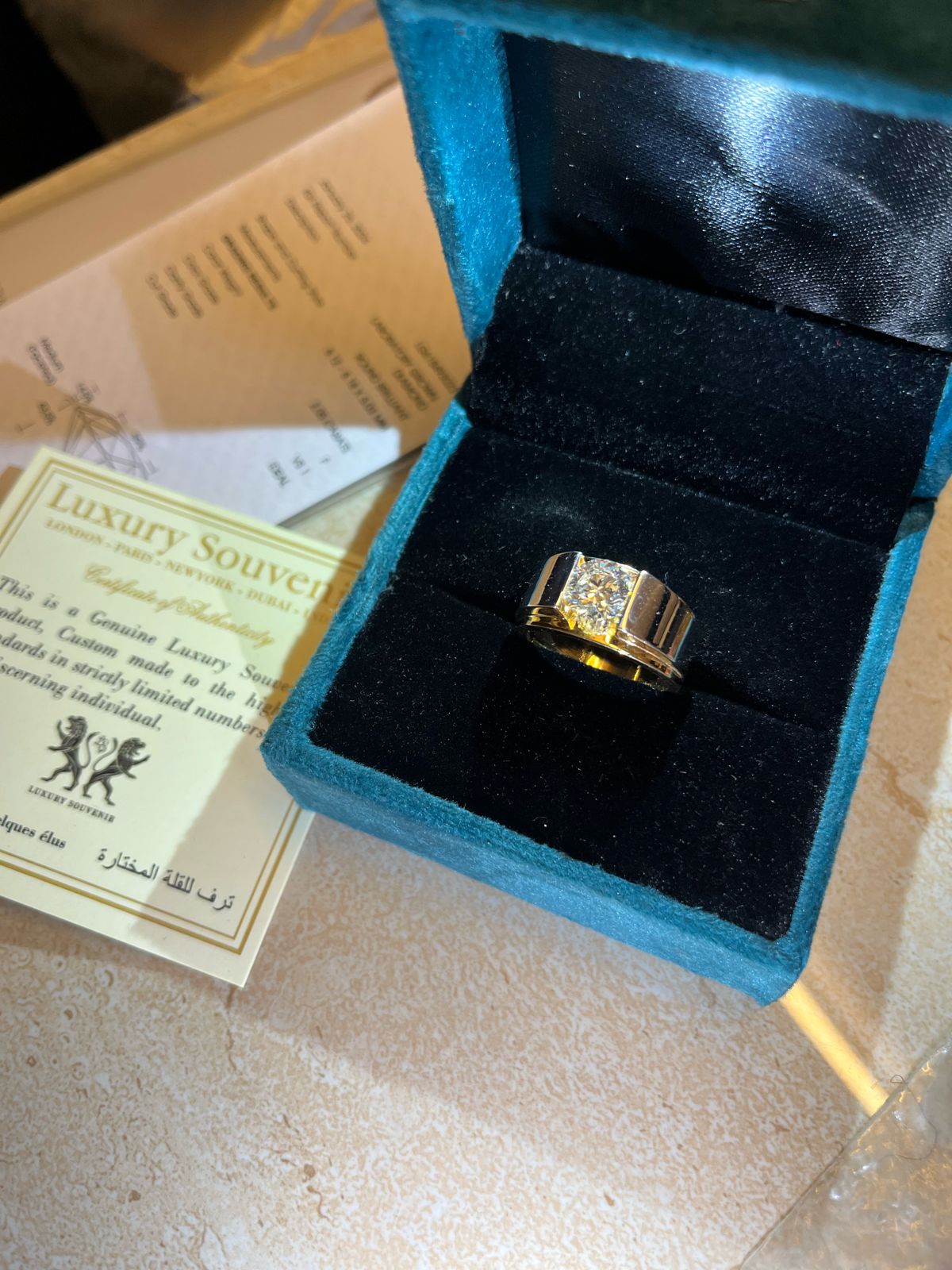 2 Carat Lab Grown Diamond Men Ring in 14Kt Hallmarked Gold