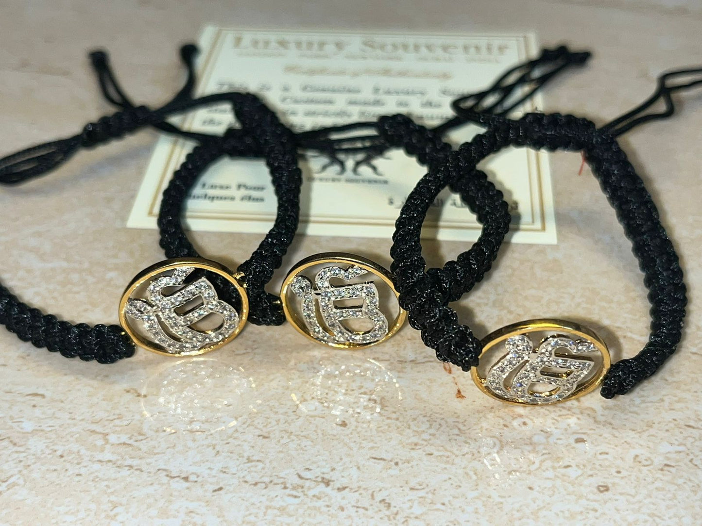 Ek Onkar Diamond Jewel in Black Adjustable Thread ( Pure Silver , Gold Plated AD )