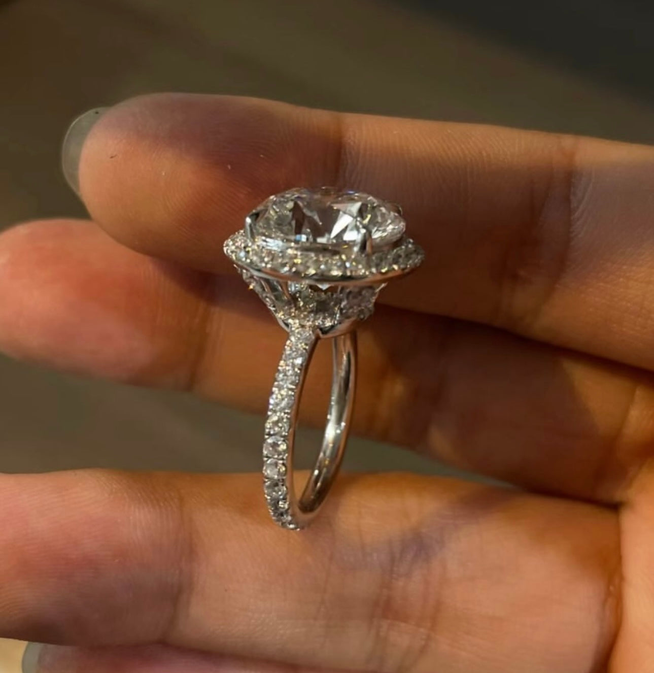 6 Carat Round Lab Grown Diamond Ring on 14Kt Hallmarked Gold