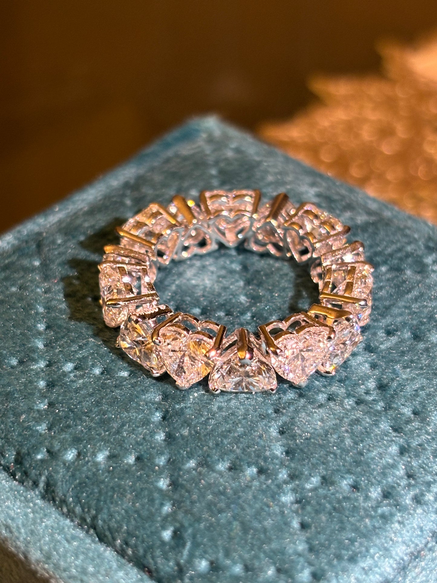 1-1 Carat Each Band of Eternity Ring in Lab Grown Heart Shape E/F Colour IGI certified 18Kt Gold 15 Carat Ring Total