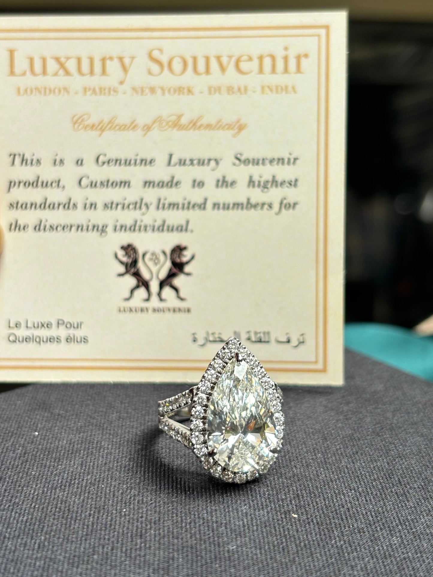 10 Carat Pear Ring on 14Kt Gold White Lab Grown Diamond