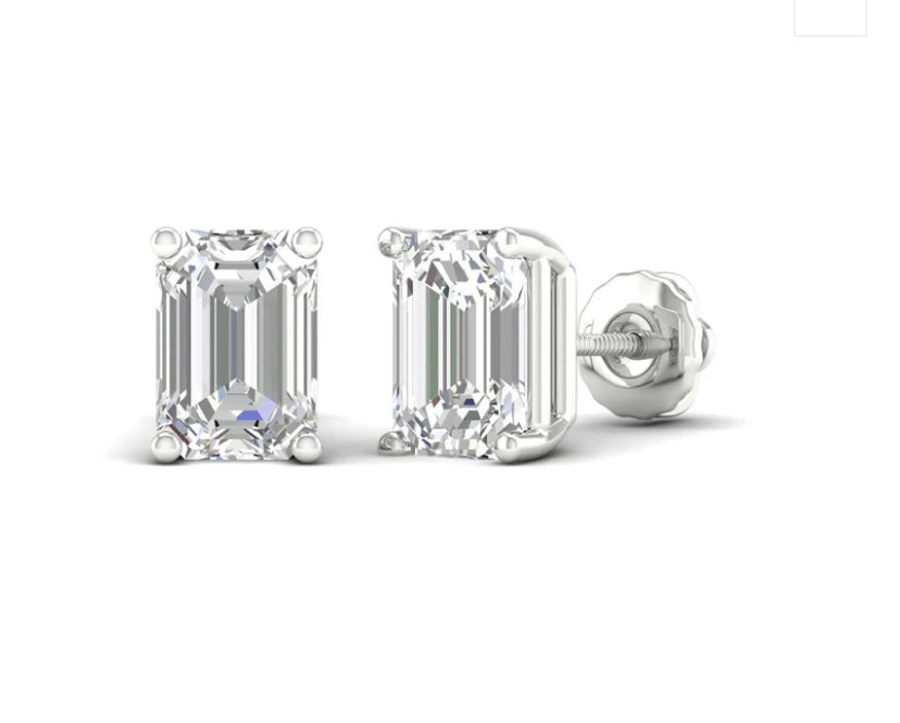 5-5 Carat Lab Grown Diamond Emerald Shape Each with 18Kt Hallmarked White Gold Base