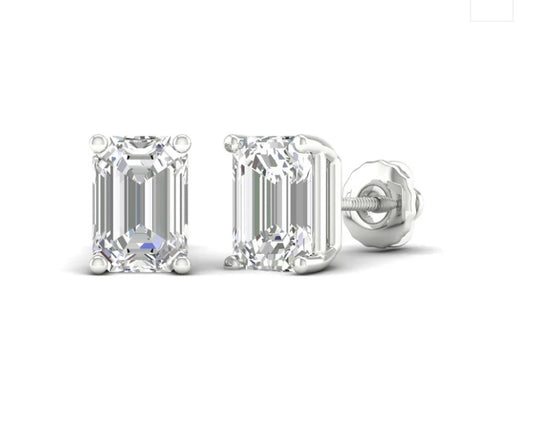 5-5 Carat Lab Grown Diamond Emerald Shape Each with 18Kt Hallmarked White Gold Base