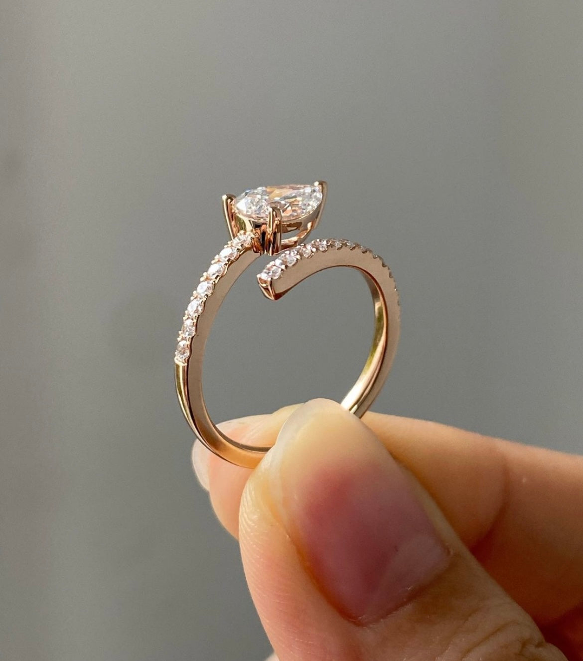 Pear Lab Grown Diamond Ring in 14Kt Yellow Gold