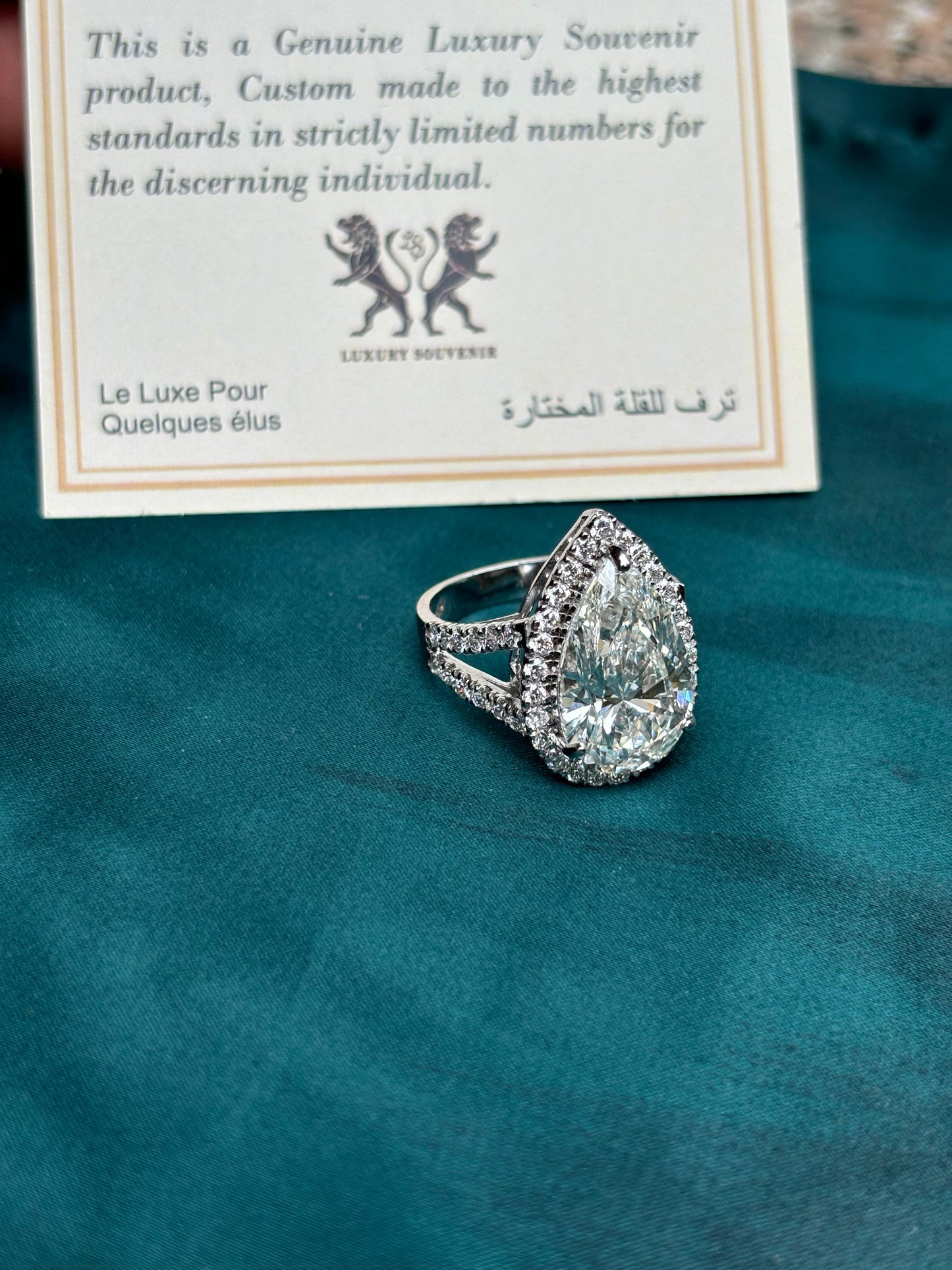 10 Carat Pear Ring on 14Kt Gold White Lab Grown Diamond
