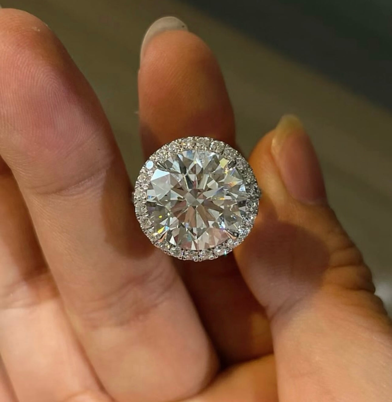 6 Carat Round Lab Grown Diamond Ring on 14Kt Hallmarked Gold