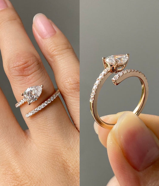 Pear Lab Grown Diamond Ring in 14Kt Yellow Gold