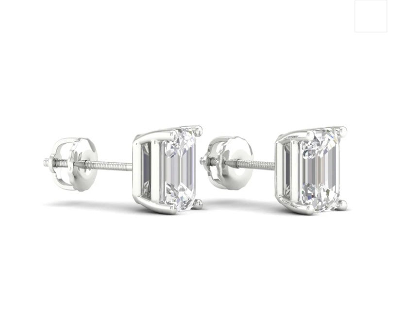 5-5 Carat Lab Grown Diamond Emerald Shape Each with 18Kt Hallmarked White Gold Base
