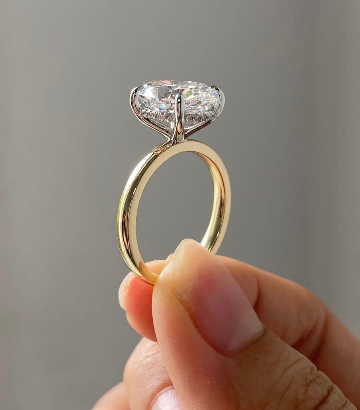 5 Carat Oval on 18Kt Hallmarked Gold Base Ring by LUXURY SOUVENIR