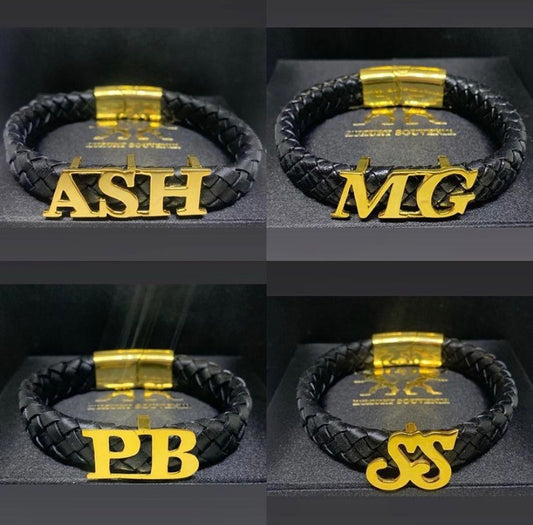 Monogram Initials Bracelet ( Pure 925 Silver 24Kt Gold Plated )