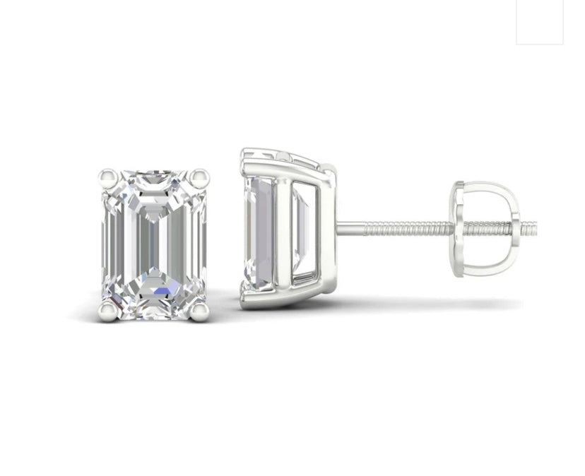 5-5 Carat Lab Grown Diamond Emerald Shape Each with 18Kt Hallmarked White Gold Base
