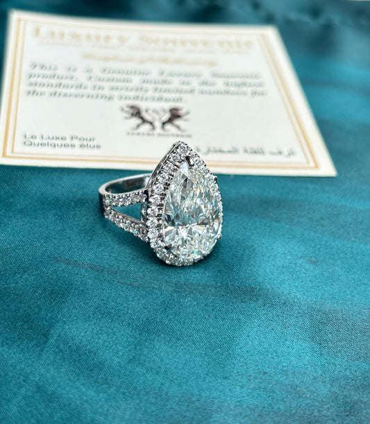 10 Carat Pear Ring on 14Kt Gold White Lab Grown Diamond