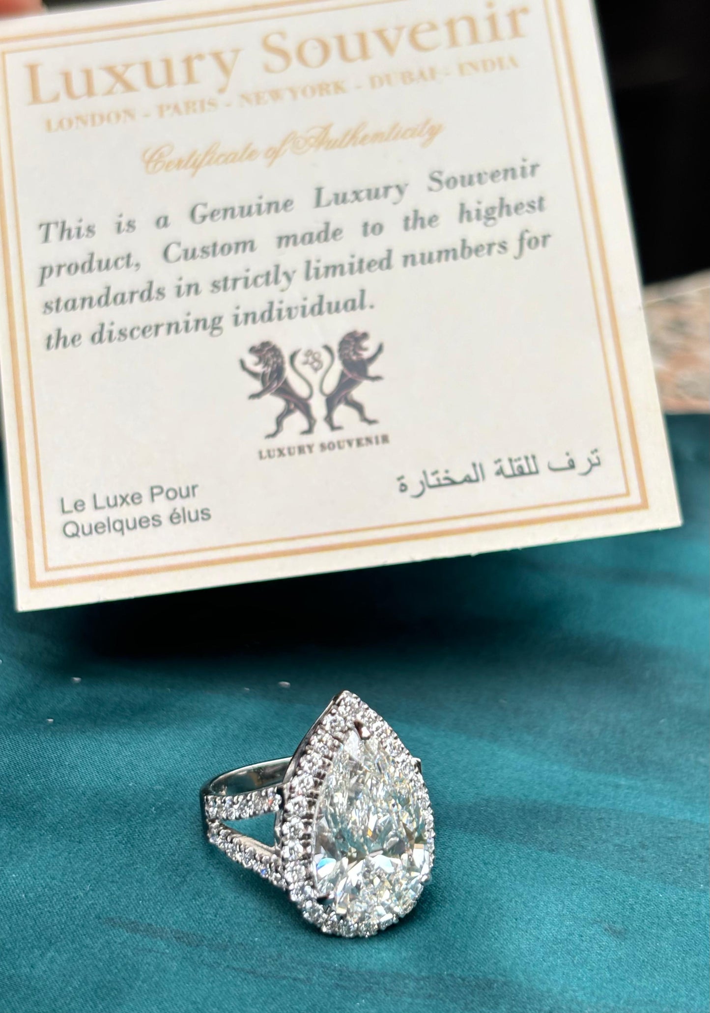 10 Carat Pear Ring on 14Kt Gold White Lab Grown Diamond