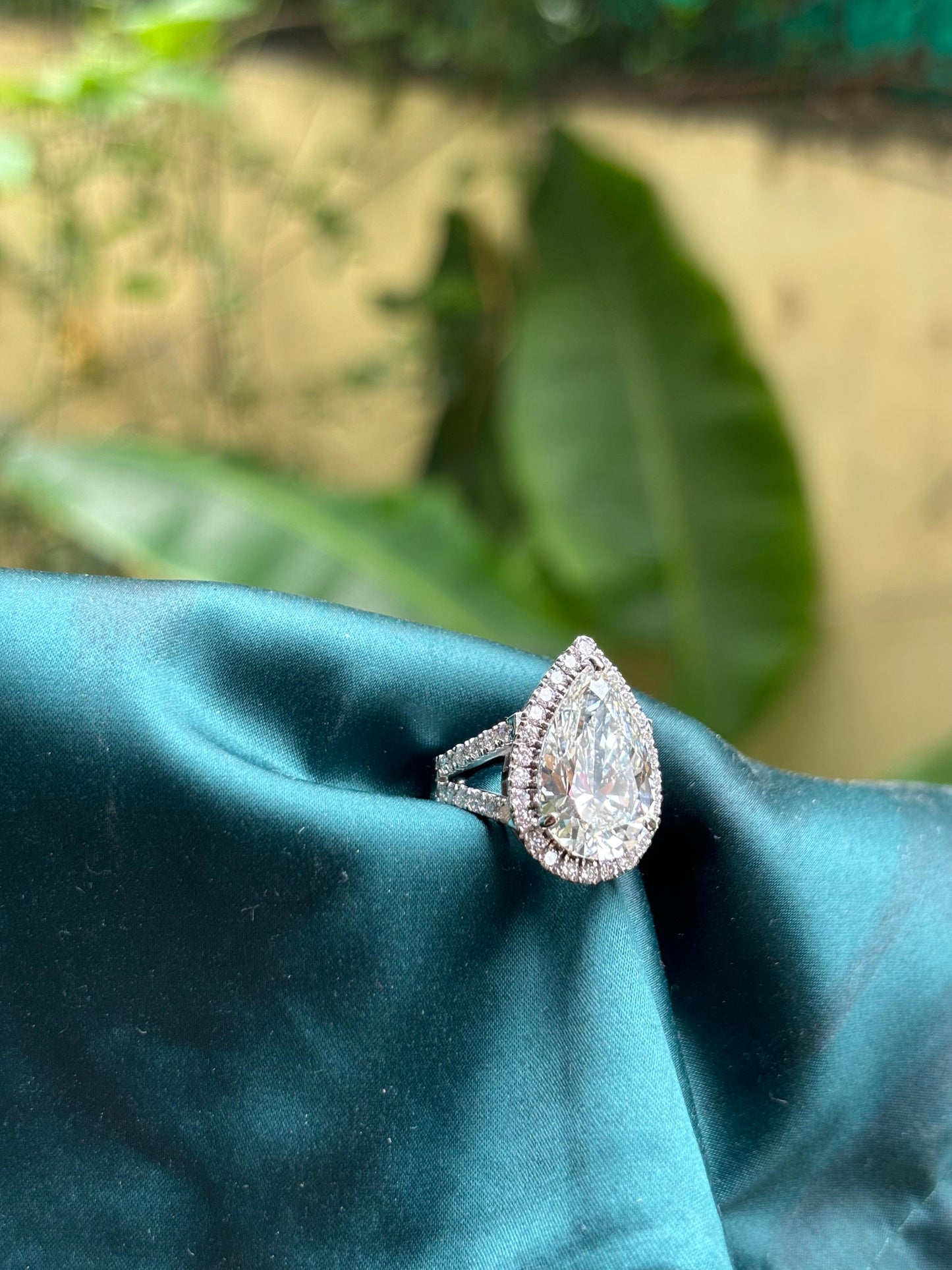 10 Carat Pear Ring on 14Kt Gold White Lab Grown Diamond
