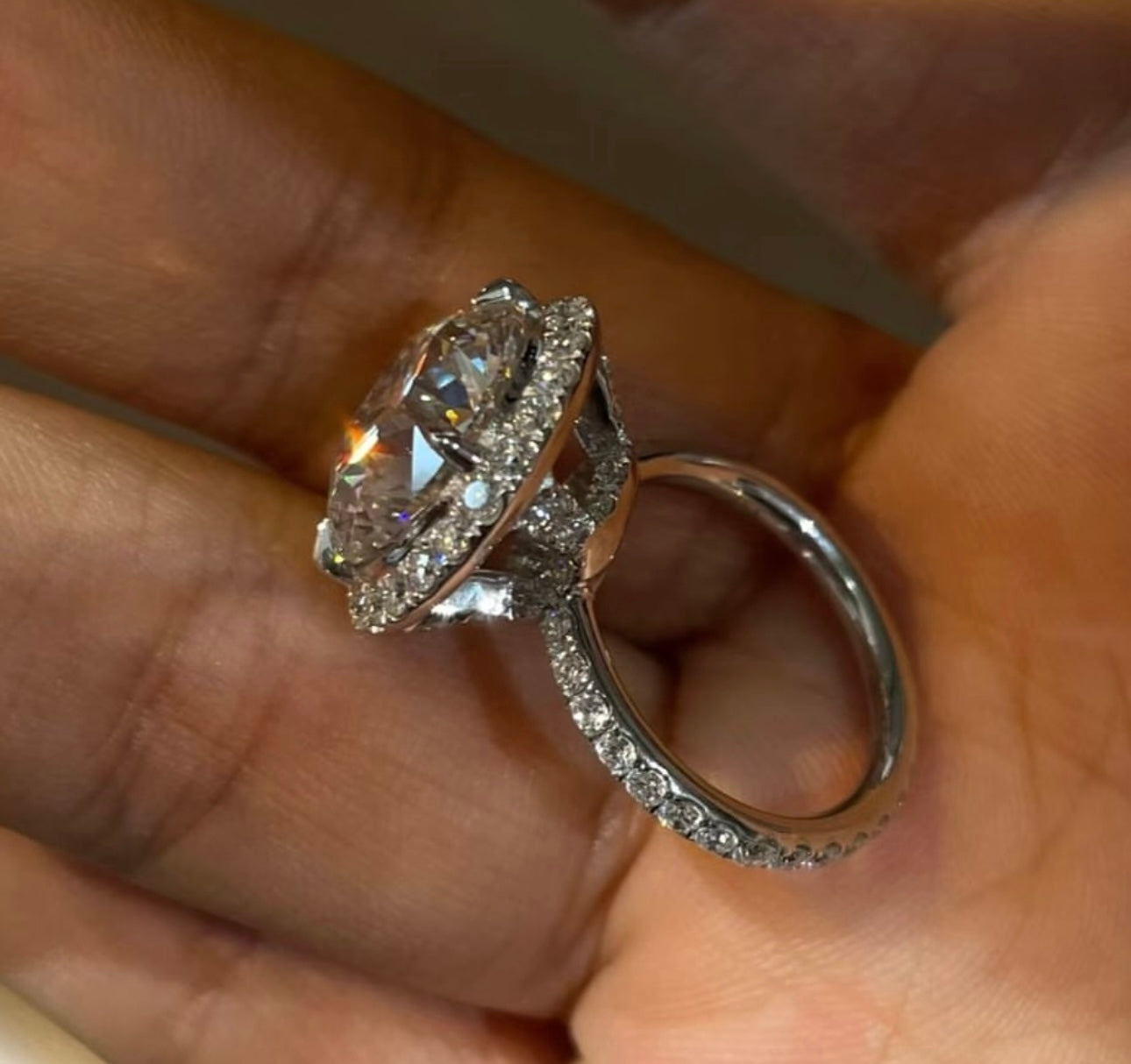 6 Carat Round Lab Grown Diamond Ring on 14Kt Hallmarked Gold