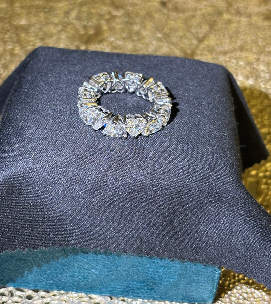 1-1 Carat Each Band of Eternity Ring in Lab Grown Heart Shape E/F Colour IGI certified 18Kt Gold 15 Carat Ring Total