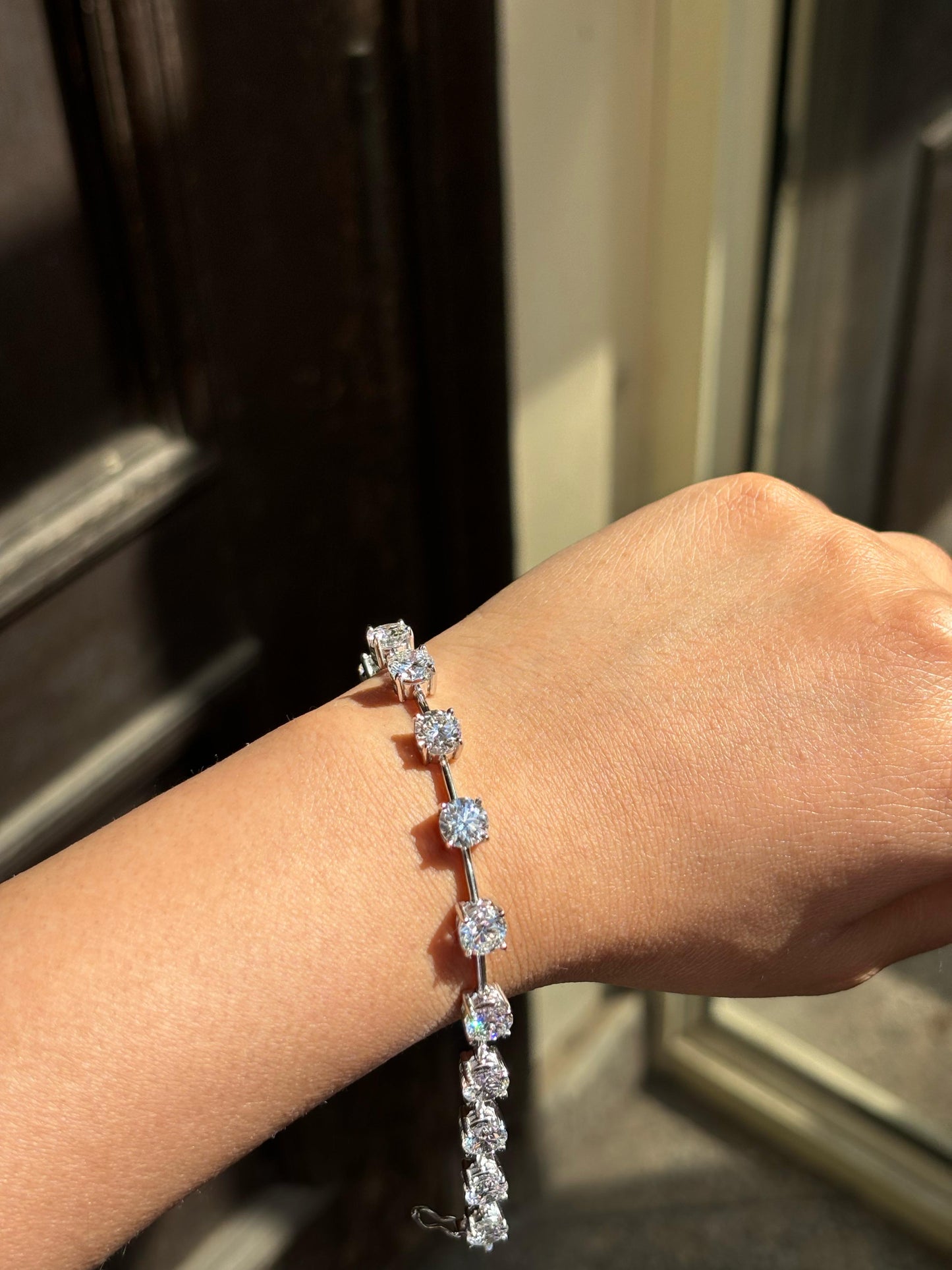 1-1 Carat Each Diamond Tennis Bracelet on 14Kt Hallmarked White Gold