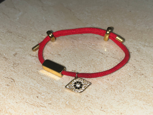 Red Rope 24Kt Gold Plated Italian Bracelet with EVIL EYE Charm