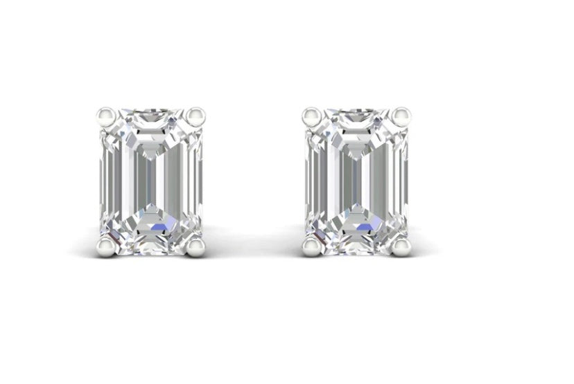 5-5 Carat Lab Grown Diamond Emerald Shape Each with 18Kt Hallmarked White Gold Base