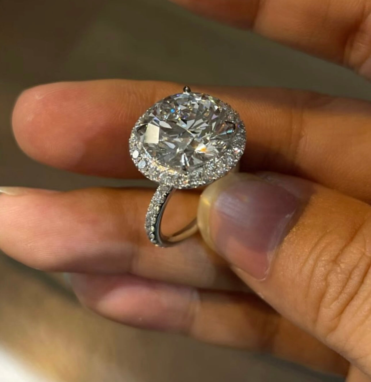 6 Carat Round Lab Grown Diamond Ring on 14Kt Hallmarked Gold