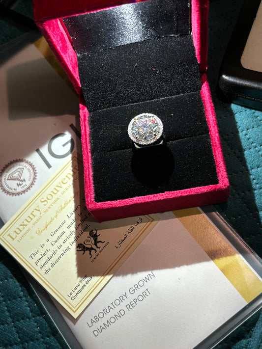 10 Carat Lab Grown Diamond Ring with Jacket of Diamonds and 14Kt Hallmarked Gold