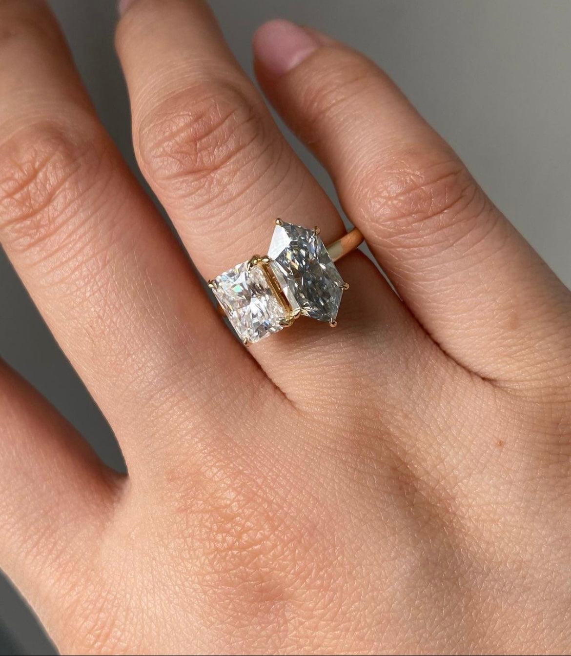 Radiant & Marquise Lab Grown Diamond RinG Toi Et Moi Ring ( 2 carat Each Diamond )