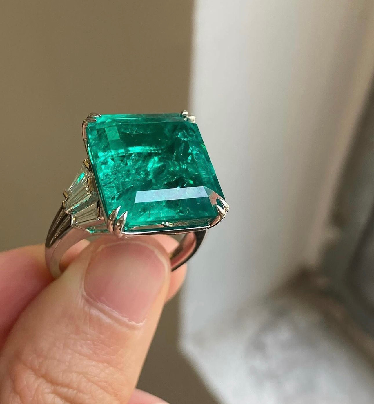 12 Carat Emerald Ring Lab Grown Emerald