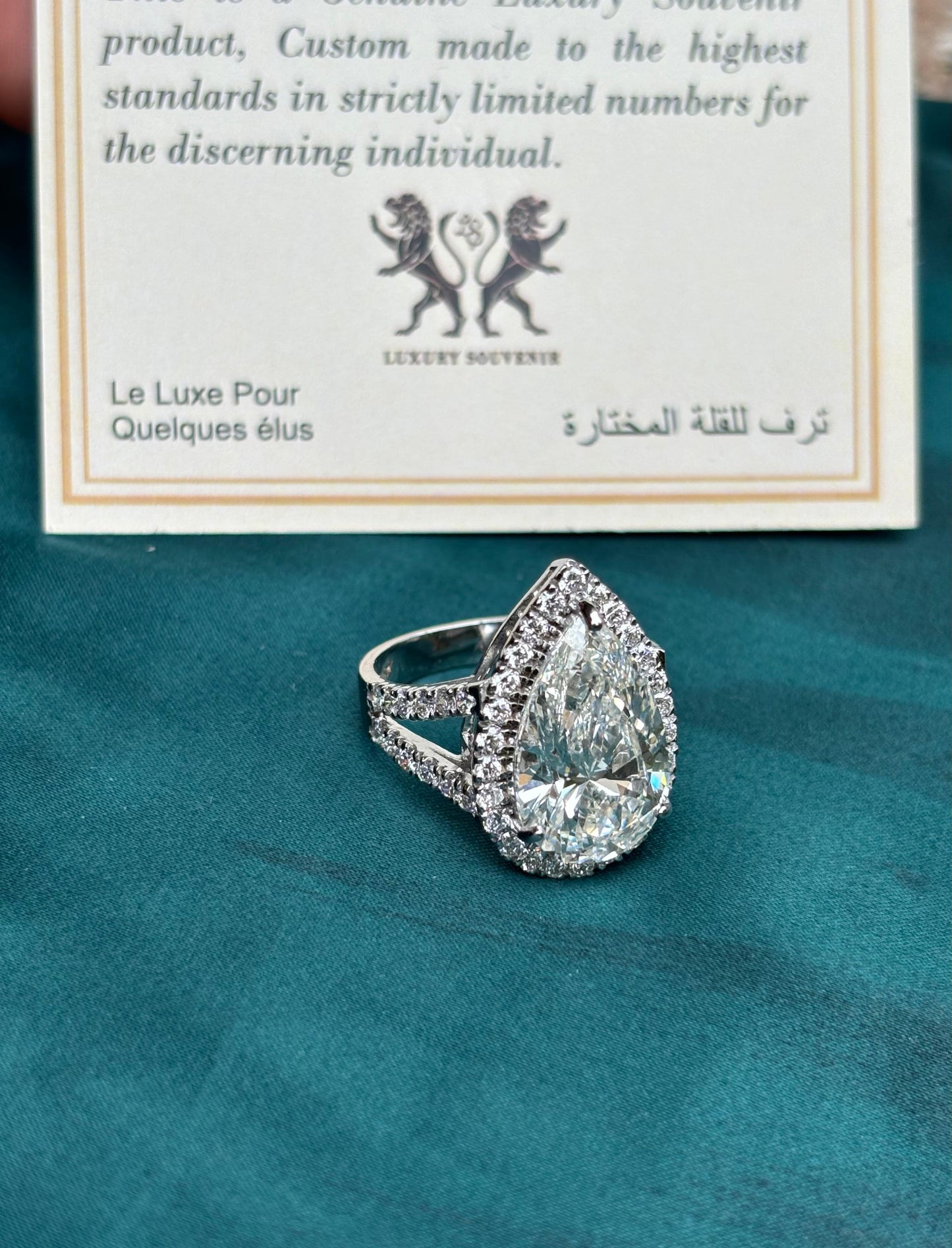 10 Carat Pear Ring on 14Kt Gold White Lab Grown Diamond