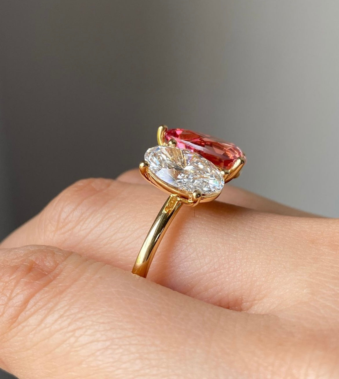 Rare Pink Lab Grown Diamond Pear and Oval Combo 3-2Carat