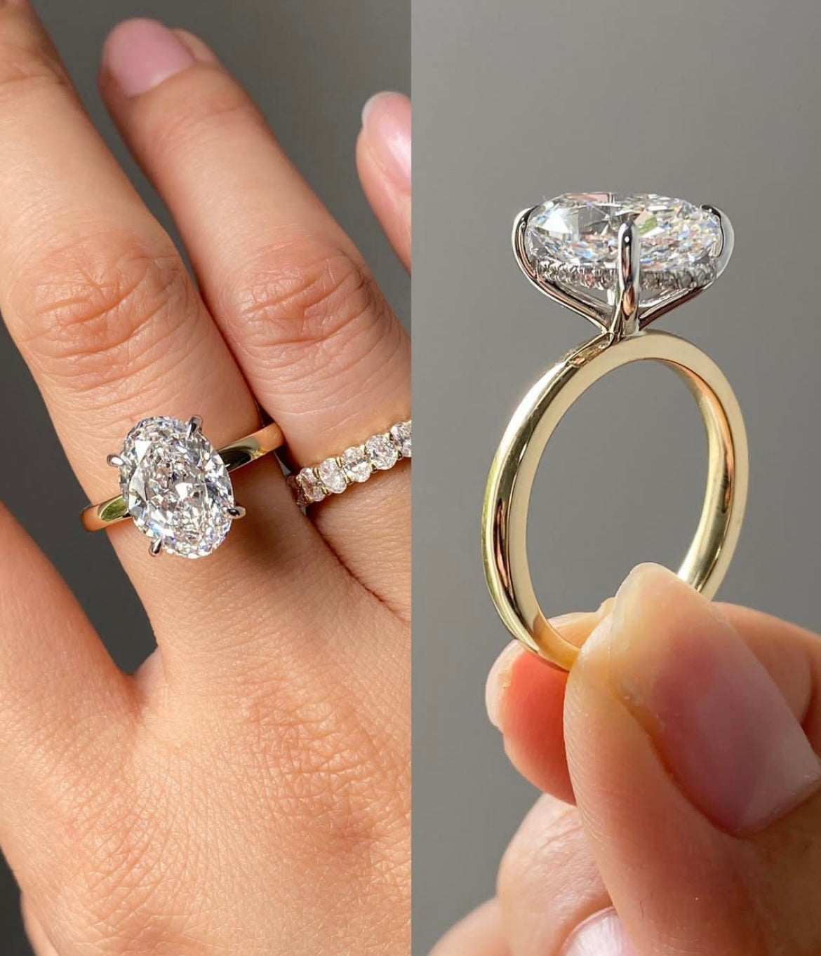 5 Carat Oval on 18Kt Hallmarked Gold Base Ring by LUXURY SOUVENIR