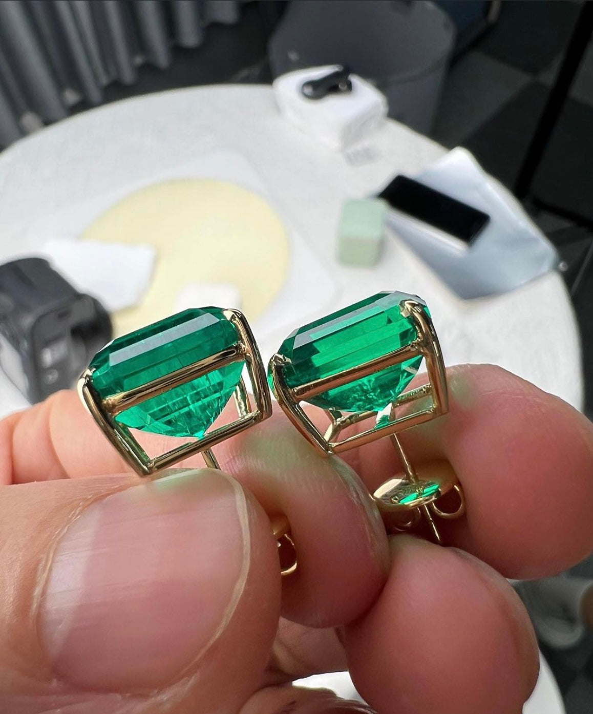 5-5 Carat Lab Grown Emerald on 14Kt Hallmarked Gold Base