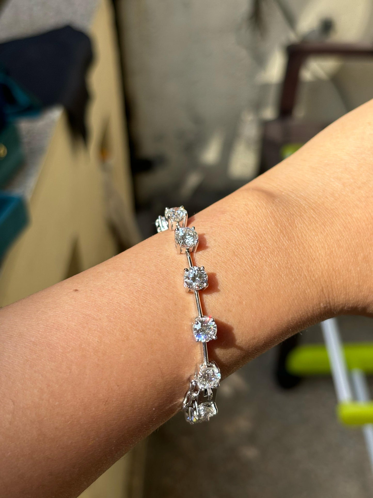 1-1 Carat Each Diamond Tennis Bracelet on 14Kt Hallmarked White Gold